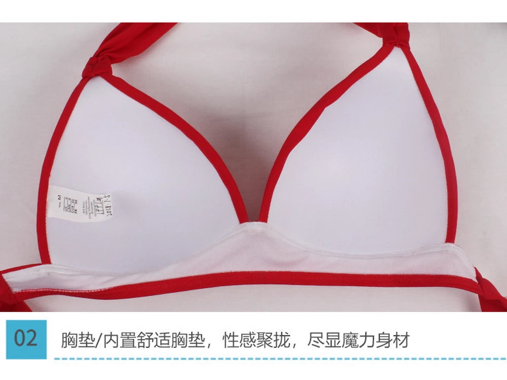 Bikini Mujer Retro Lunares Cintura Alta Push Up Halter Dos Piezas