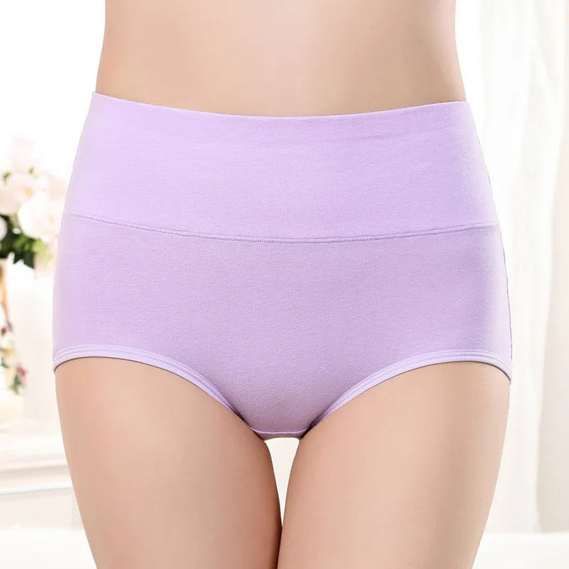 Women's Panties Abdominal Shaping Briefs Cotton Underpants Plus Size High Waist Underwear Ladies Solid Color Sexy Lingeries Soft