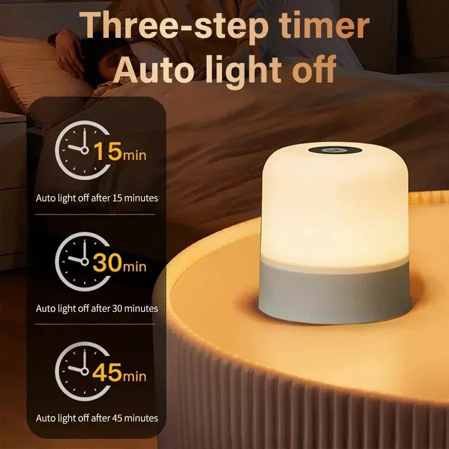 Luz Nocturna LED RGB Táctil Recargable con Mando Regulable para Dormitorio y Salón