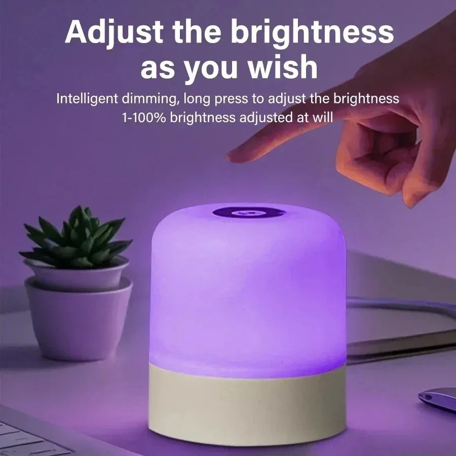 Luz Nocturna LED RGB Táctil Recargable con Mando Regulable para Dormitorio y Salón