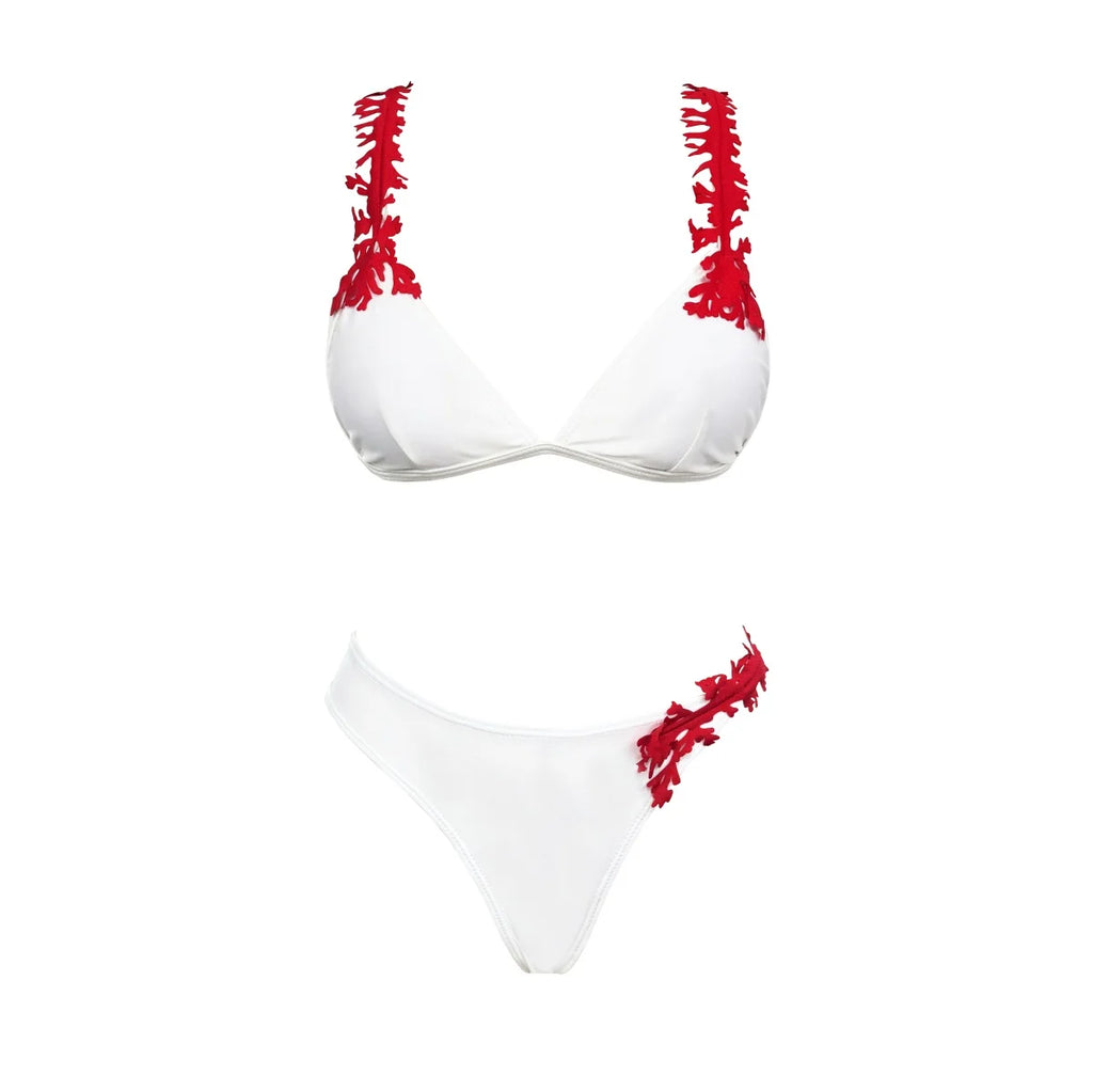 Bikini Mujer 3 Piezas Push Up Corte Láser Cintura Alta Sexy Traje de Baño con Falda