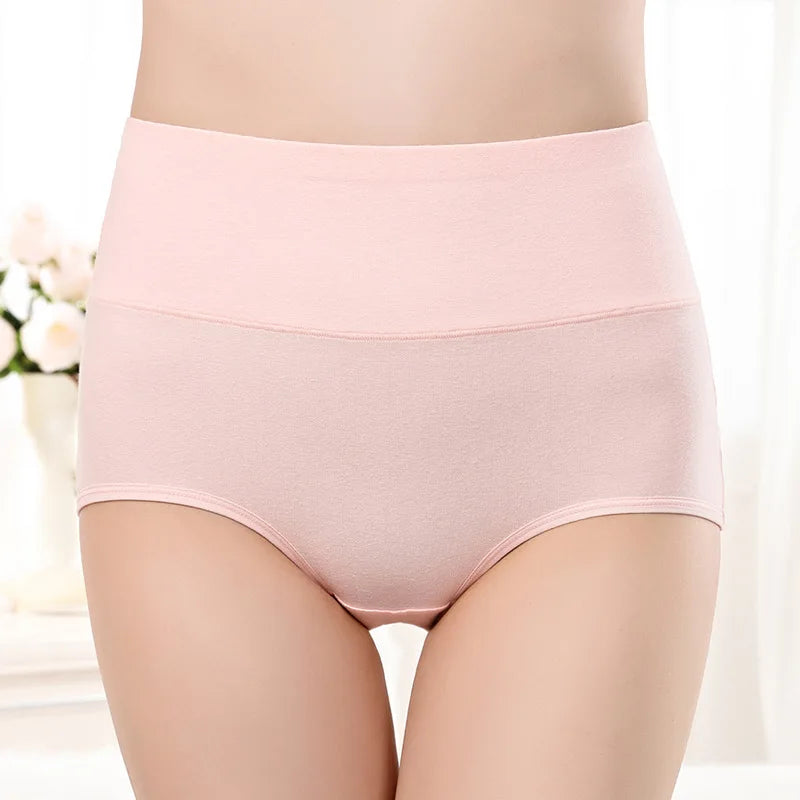 Women's Panties Abdominal Shaping Briefs Cotton Underpants Plus Size High Waist Underwear Ladies Solid Color Sexy Lingeries Soft