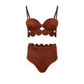 Bikini Mujer 3 Piezas Push Up Corte Láser Cintura Alta Sexy Traje de Baño con Falda