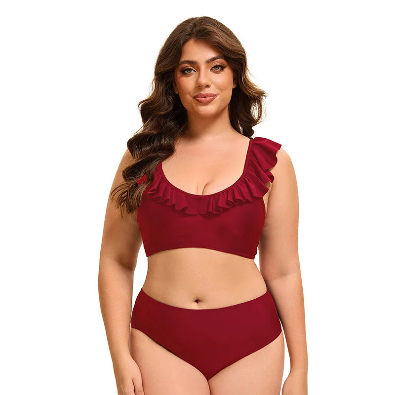 Bikini Mujer Tallas Grandes Push Up Cintura Alta Control de Abdomen 2 Piezas