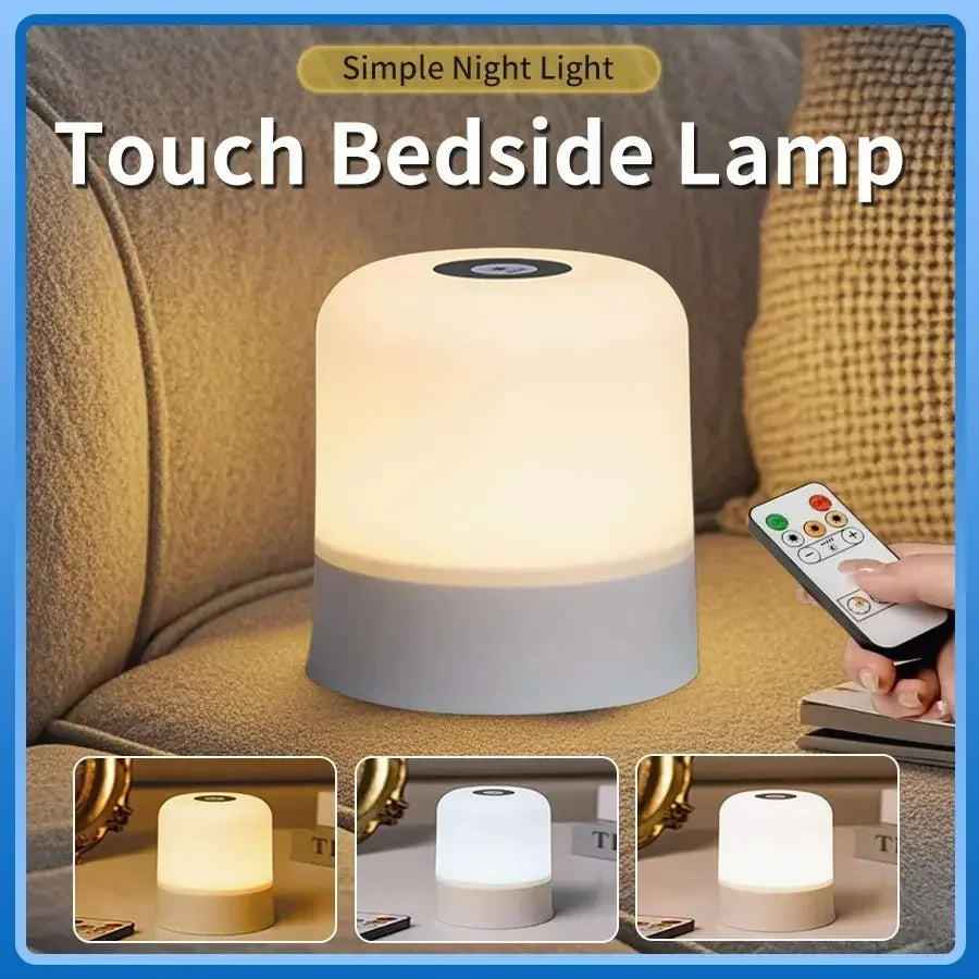 Luz Nocturna LED RGB Táctil Recargable con Mando Regulable para Dormitorio y Salón