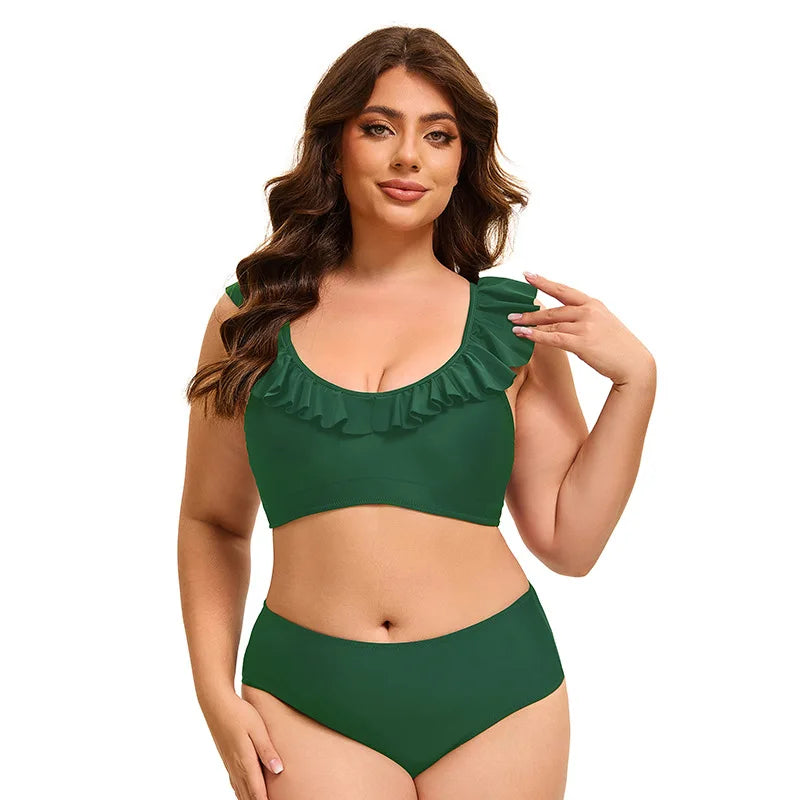 Bikini Mujer Tallas Grandes Push Up Cintura Alta Control de Abdomen 2 Piezas