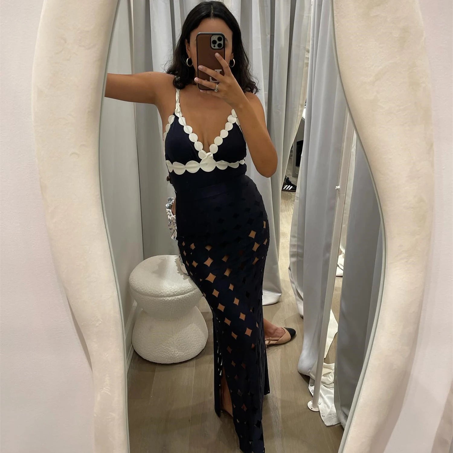 Bikini Mujer 3 Piezas Push Up Corte Láser Cintura Alta Sexy Traje de Baño con Falda