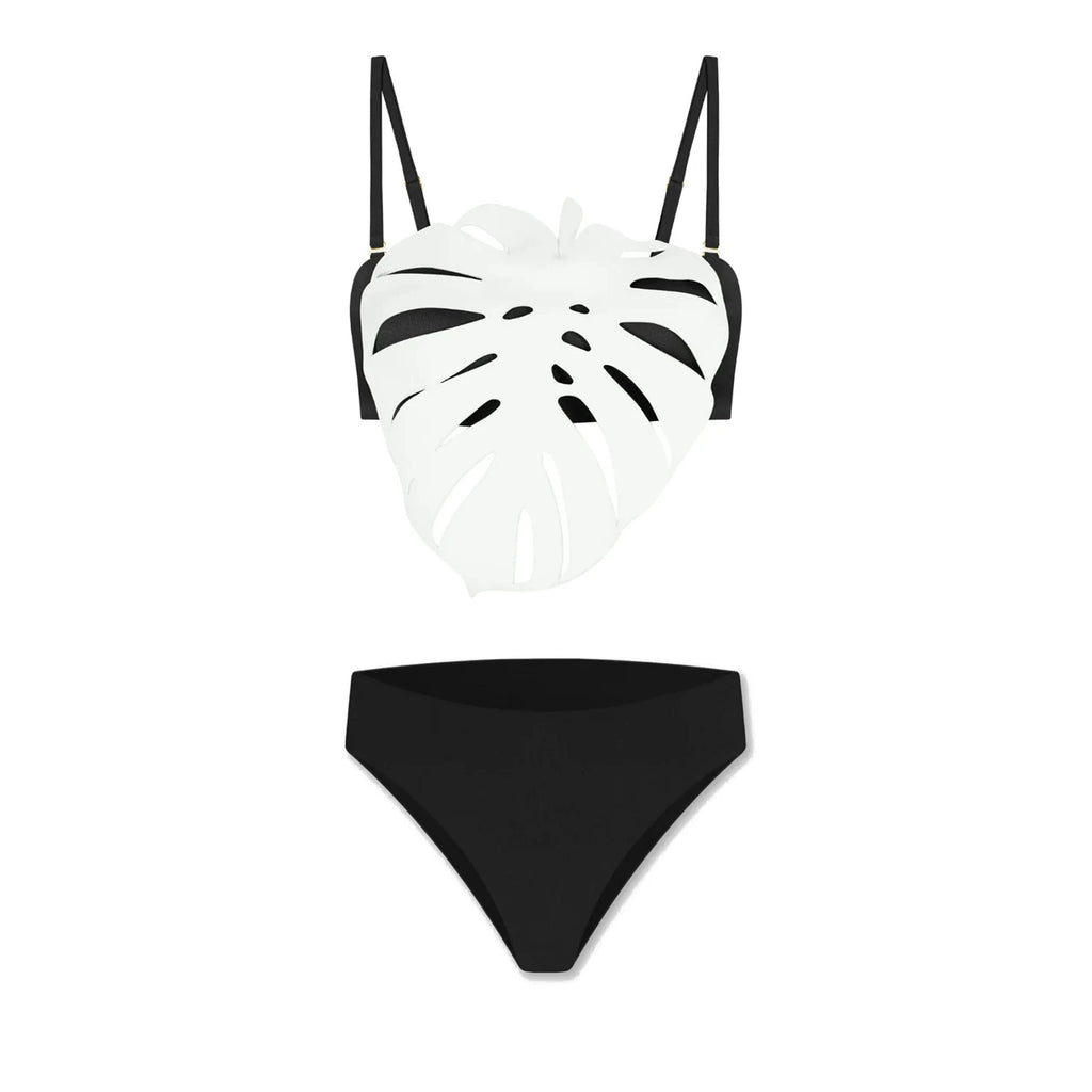 Bikini Mujer 3 Piezas Push Up Corte Láser Cintura Alta Sexy Traje de Baño con Falda