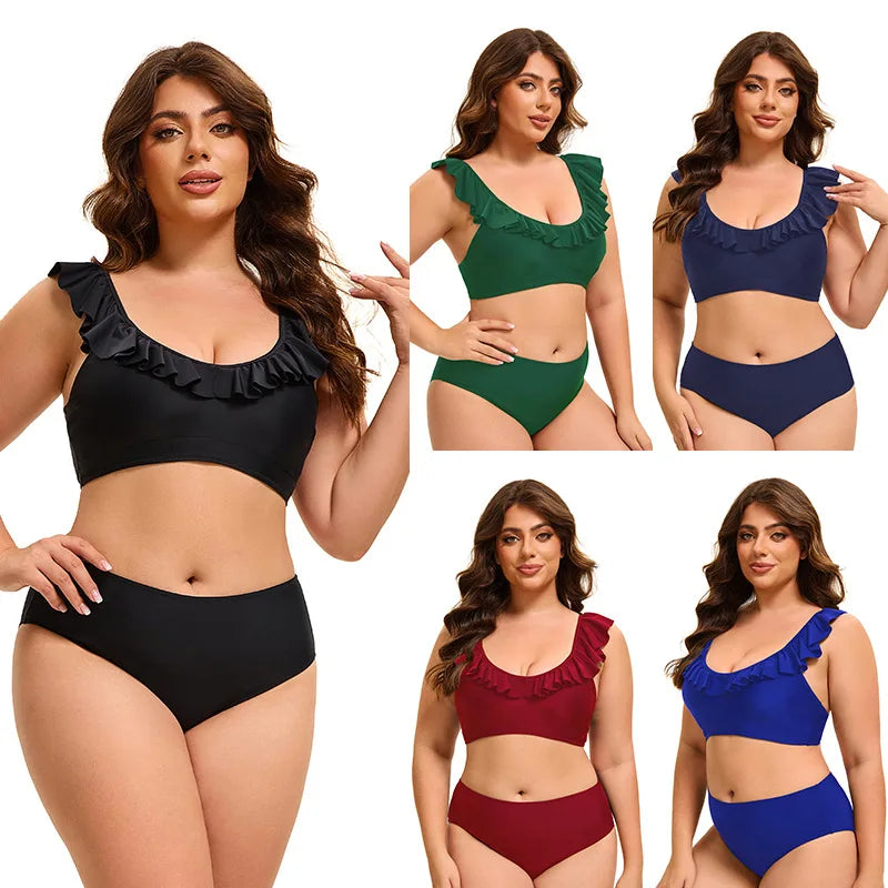 Bikini Mujer Tallas Grandes Push Up Cintura Alta Control de Abdomen 2 Piezas