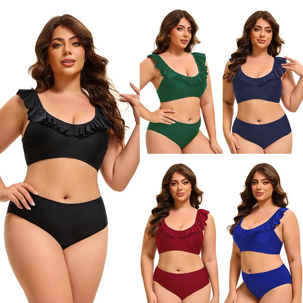 Bikini Mujer Tallas Grandes Push Up Cintura Alta Control de Abdomen 2 Piezas