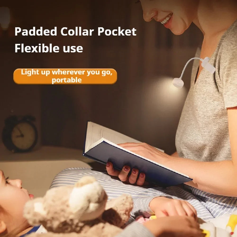 Lámpara de Lectura LED Clip USB Recargable 3 Modos Luz Portátil para Escritorio y Cama