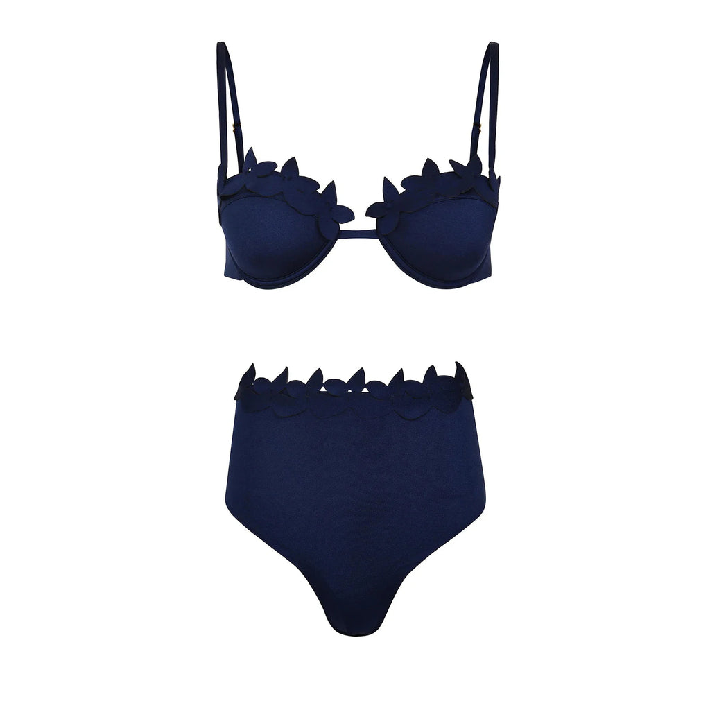 Bikini Mujer 3 Piezas Push Up Corte Láser Cintura Alta Sexy Traje de Baño con Falda