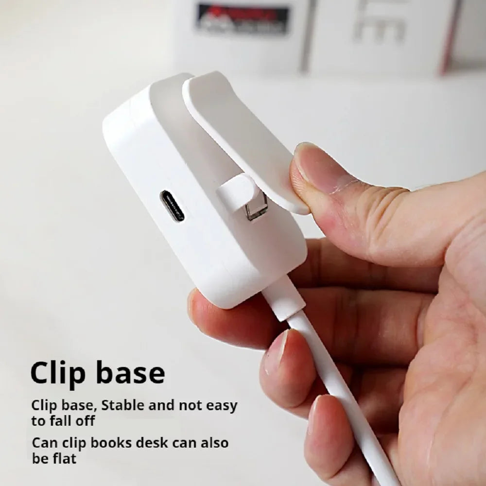 Lámpara de Lectura LED Clip USB Recargable 3 Modos Luz Portátil para Escritorio y Cama